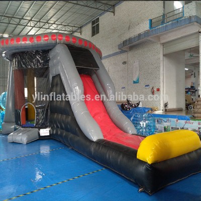 Children Playing Commercial Inflatable Dry Slide, long playground slide